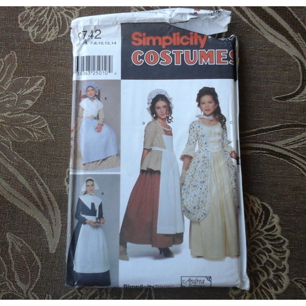 Simplicity pattern 9742 child costume pioneer prairie dress UNCUT size 7 to 14